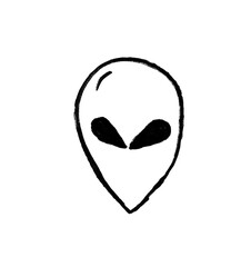 Hand Drawn Doodle Alien Head Space Character Vector Illustration