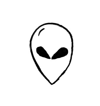 Hand Drawn Doodle Alien Head Space Character Vector Illustration