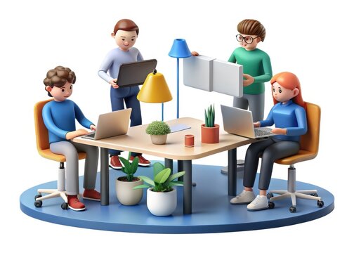 3D Rendering of a Team Meeting