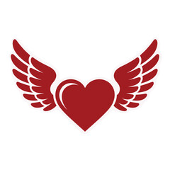 Fototapeta premium Red heart with wings vector illustration