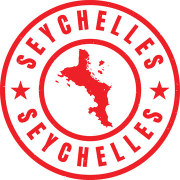 SEYCHELLES Circle Rubber Stamp with Name and Map Vector
