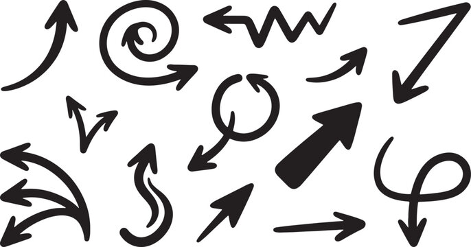Black ink handwritten arrows and symbols on white background
