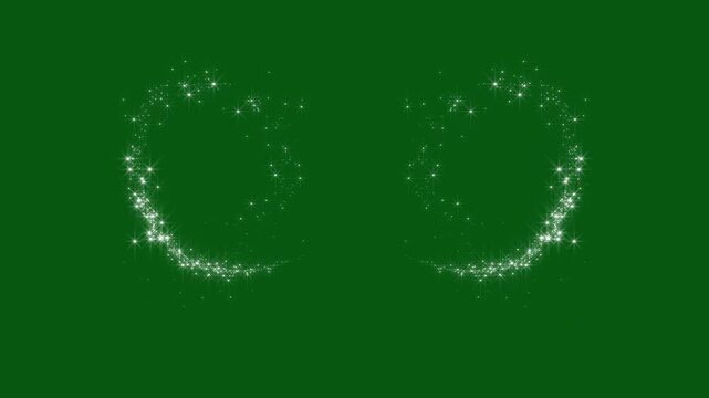 Magical white glitter star sparkle animation, luxury fairy dust trail, shimmering bokeh lights, pixie dust path, green screen background, chroma key overlay, 4k
