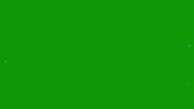 Glowing white sparkle stars, twinkling star burst effect, bright light animation, shimmering glitter overlay, seamless 4k motion graphics, isolated on green background,