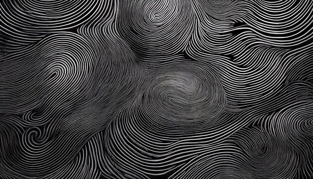 black and white fingerprint maze seamless pattern