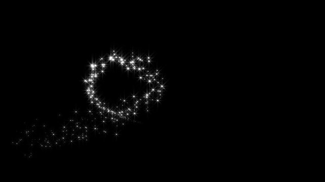 White glitter sparkles star trail animation, magical fairy dust, glowing bokeh lights, elegant pixie dust path, premium overlay, black screen, 4k