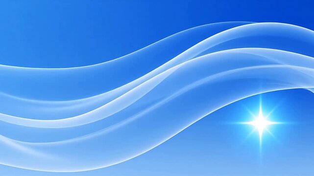 Blue gradient background with white waves