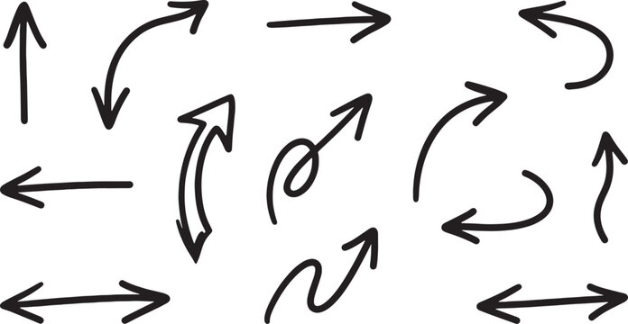 Hand-drawn black arrows on white background, style