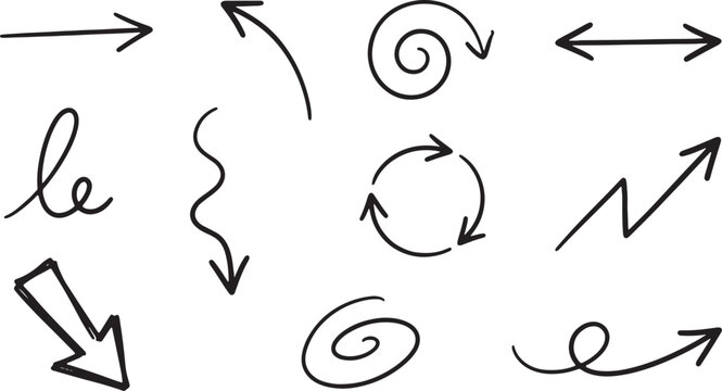 Hand-drawn of abstract arrows and circles doodle