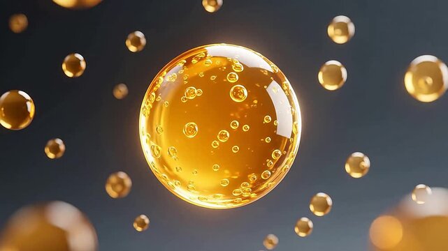 Floating golden spheres with internal bubbles