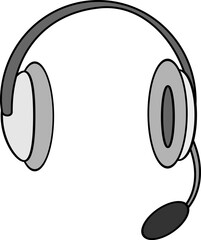 Grey headset icon with microphone boom arm for customer support or call center headphones microphone customer communication operator technology business telemarketing computer © Sahazadi