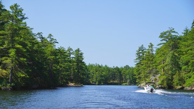 Boating on a Northern lake in Canada
