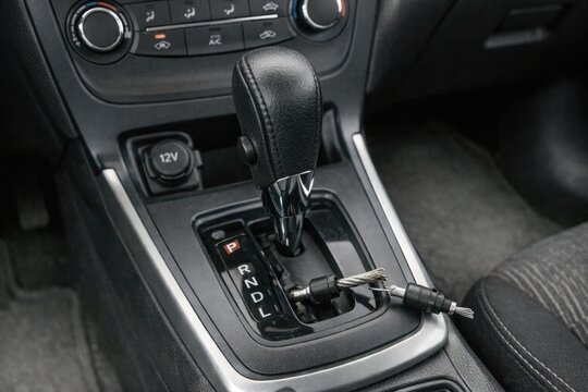 Close-up shot of a car's gear lever