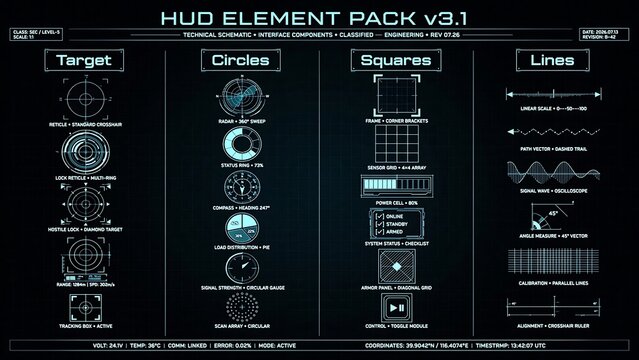 Hud element pack v3 1 interface components for games tactical displays