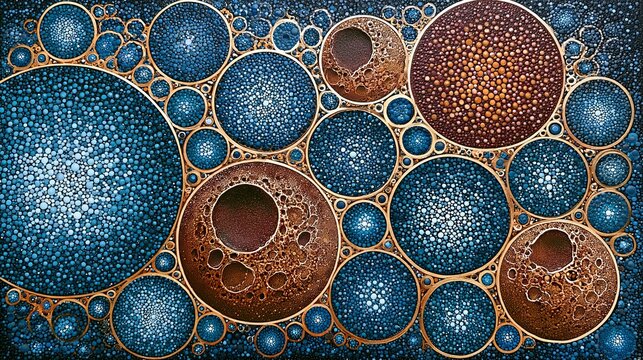 Stars or rocks in dot art show many holes. A rocky moon has craters, drawn with dots and lines.