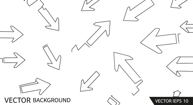 Hand Drawn Arrows Seamless Pattern - Vector Background