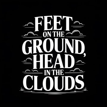 Feet on the Ground, Head in the Clouds &ndash; Travel Quotes Stock Photo, Adventure Inspiration Poster, Journey Wanderlust Graphic, Nature Sky Concept, Freedom Lifestyle Banner, Explore Wild, Horizon, Vista
