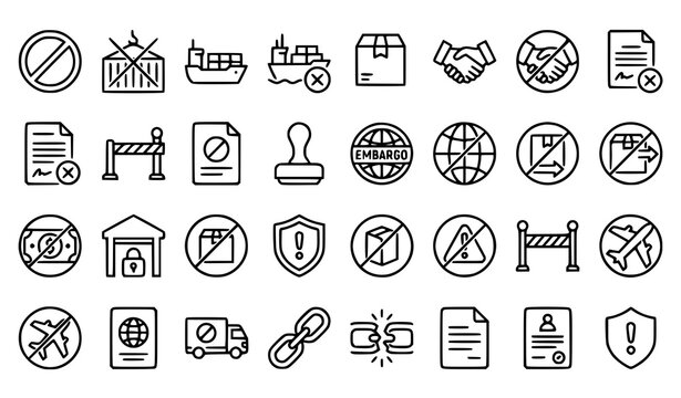 Prohibited and restricted items icons logistics security and legal compliance