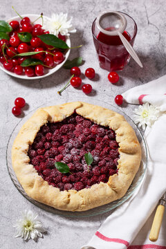 Rustic Cherry Galette with Fresh Cherries and Homemade Cherry Compote