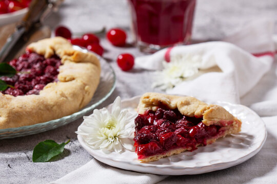 Rustic Cherry Galette with Fresh Cherries and Homemade Cherry Compote