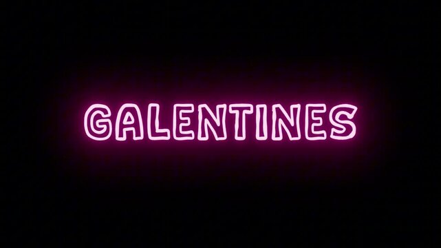 Cheerful Pink Neon Banner 'GALENTINES' Seamless Loop on Transparent Alpha Channel, Perfect for February 13th Galentine Vlogs