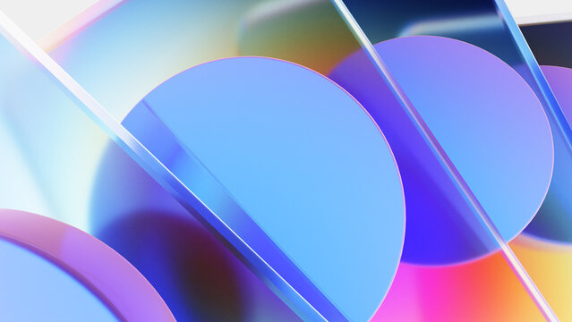 Glossy glass arcs closeup with vibrant premium reflections.