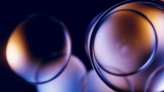 Macro glass circles with warm cinematic premium reflections.