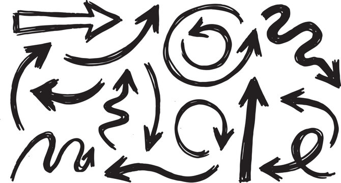 Black and white of tangled arrows forming a circle