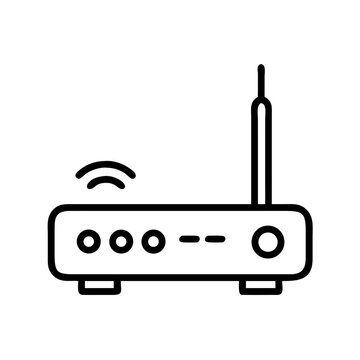 Wireless router icon with wifi signal symbol flat design.
