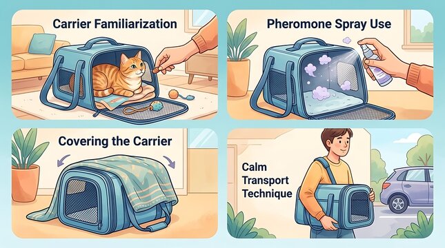 Educational guide for cat carrier training and stress free transport