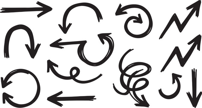 Black hand gesture arrows pointing in different directions