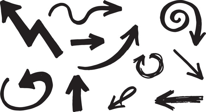 Black hand gesture on white background, isolated arrow direction pointing