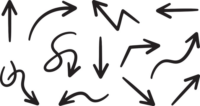 Black hand-drawn arrows on white background, directional symbols