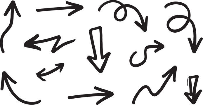 Black hand-drawn arrows pointing in different directions on white background