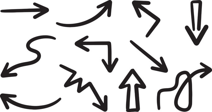 Black hand-drawn arrows pointing in multiple directions