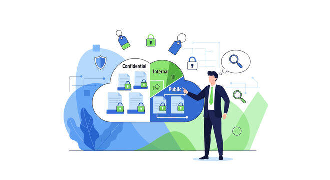 Data Security Cloud Storage Concept - Confidential, Internal, Public Classified Information