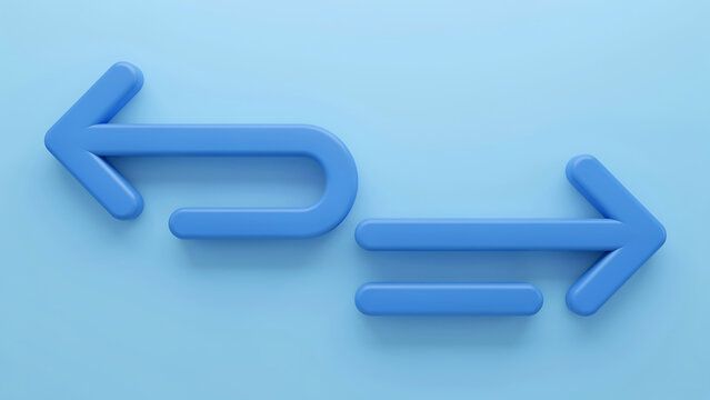 U shaped arrow and straight arrow pointing in opposite directions with direction