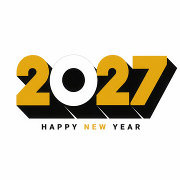 2027 number design template. 2027 New Year logo text design.