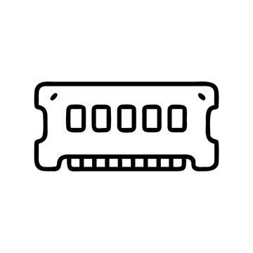 Computer RAM memory module thin line icon flat design vector.
