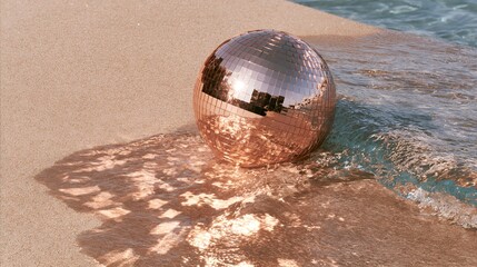 Obraz premium Disco ball on beach, party and dancing concept