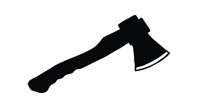 Blacksmith s axe with wooden handle isolated silhouette