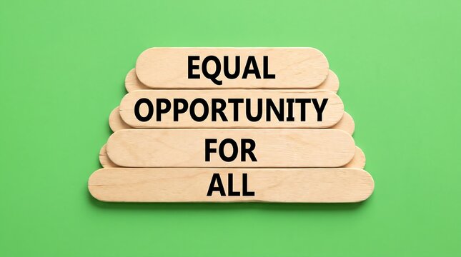 Equal opportunity for all text on wooden sticks. Concept of diversity and inclusion.