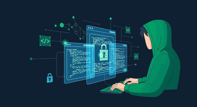 Cyber Security Hacker Coding Digital Network Data Protection Concept