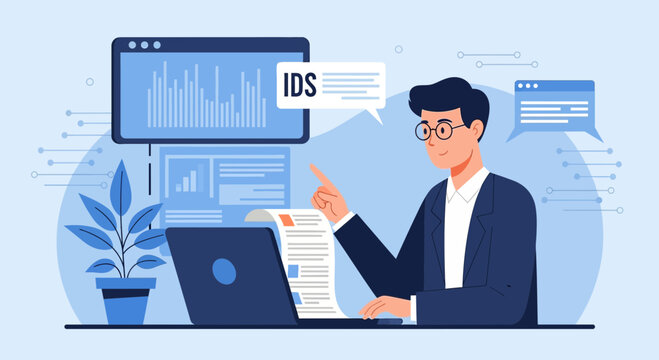 Cybersecurity Analyst Monitoring Intrusion Detection System (IDS) Data