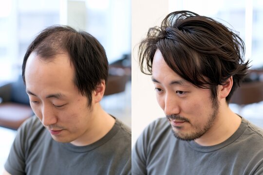 薄毛の男性がAGA治療により髪の毛が劇的に増え自信が漲る変化