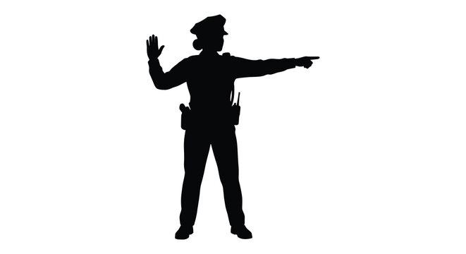 Police Officer Directing Traffic In Silhouette policeman