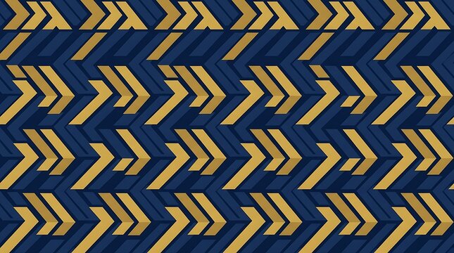 Modern navy and gold chevron geometric seamless pattern