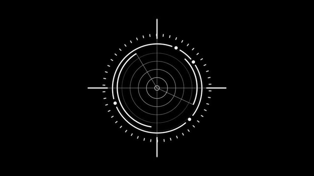 Futuristic radar hud overlay with scanning motion, digital target interface for sci-fi ui