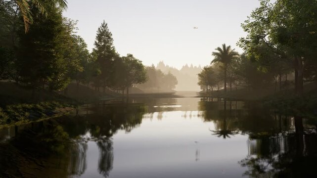 Calm waters, vibrant greenery, and the captivating charm of quiet nature. D5 Animation
