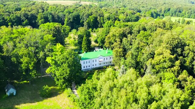 Yasnaya Polyana, Russia. Lev Nikolaevich Tolstoy was born and lived most of his life in Yasnaya Polyana. Drone footage